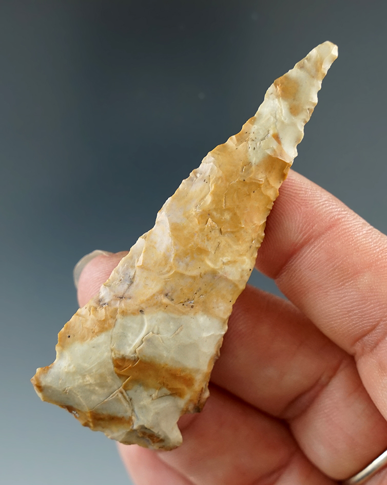 2 3/4" Meadowood Drill made from beautiful beige and gold Flint Ridge Flint found in Hiram, Ohio.