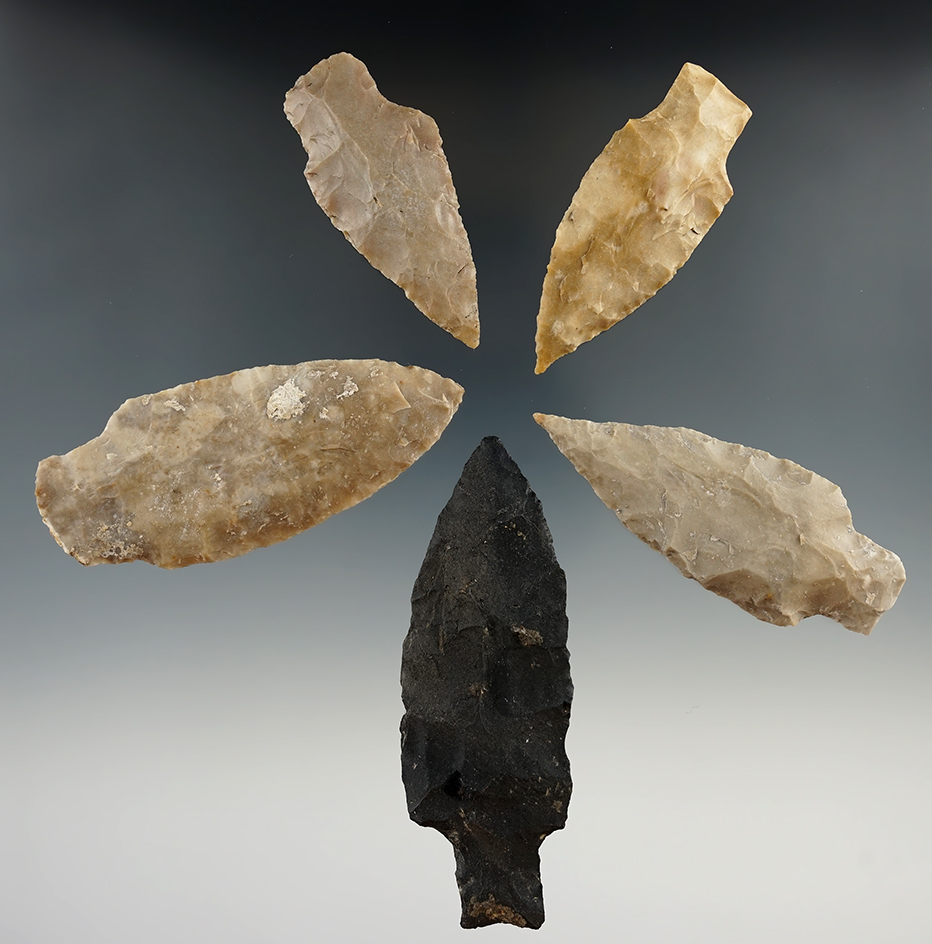 Set of five knives found in Texas, largest is 3 9/16".