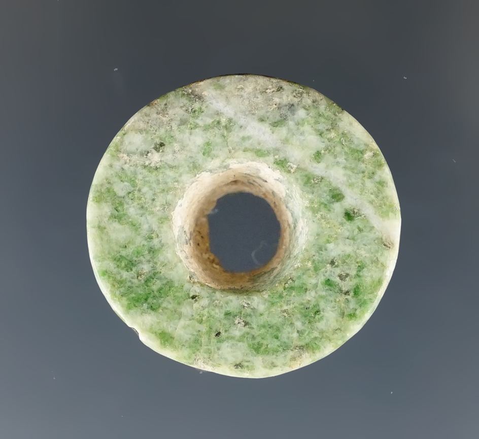 Exceptional Miniature 1" Pre-Columbian Ear Spool made from Jadeite.