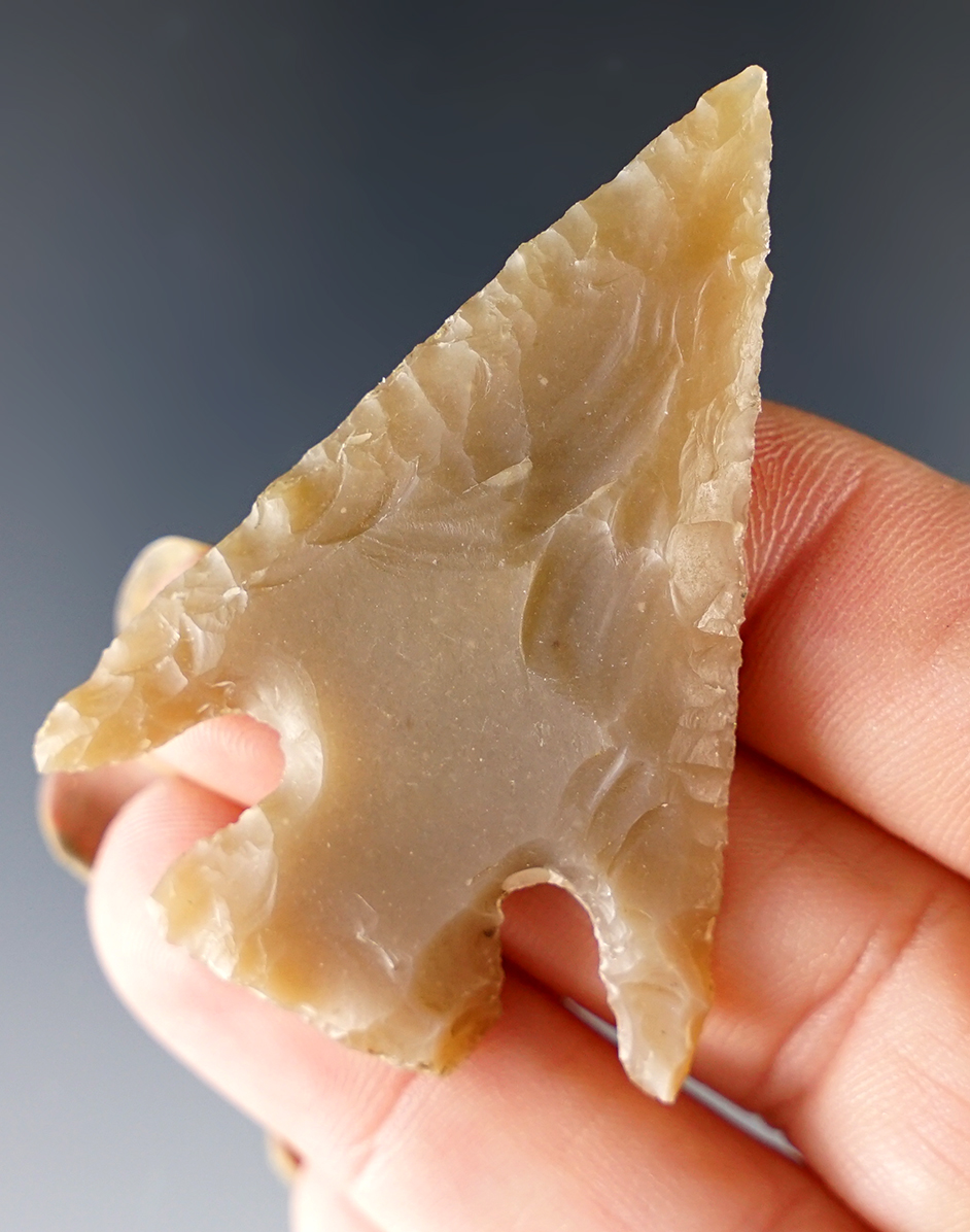 Very well made 2 1/8" Corner Notch Point found in Texas. Ex. Mark Van Horne Collection.