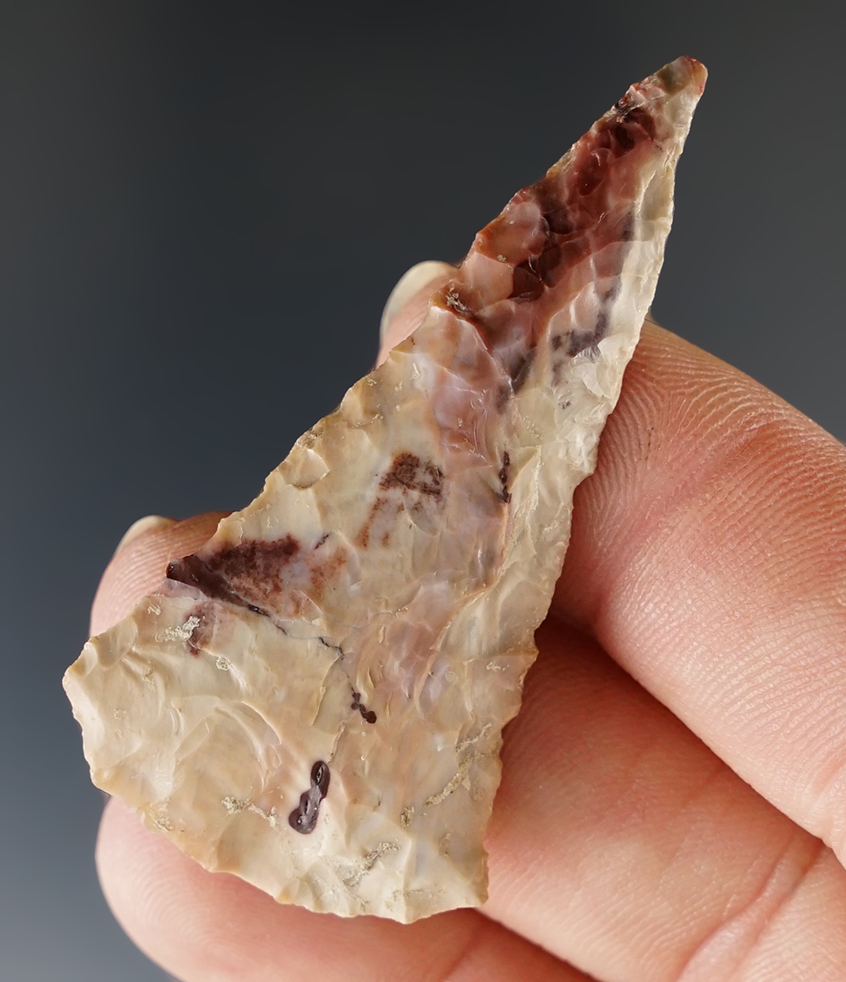 2" Round base knife made from multi-color material found near the Columbia River.