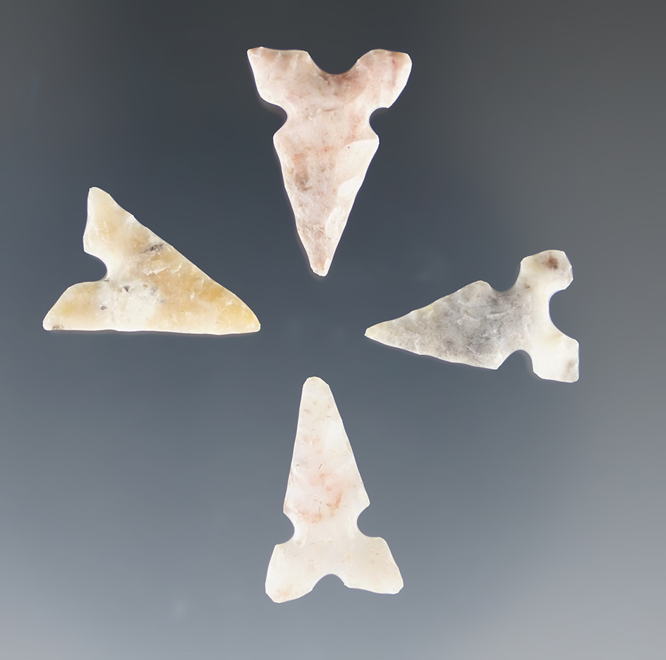 Set of four Toyah points made from attractive material found in Texas. Largest is 3/4".