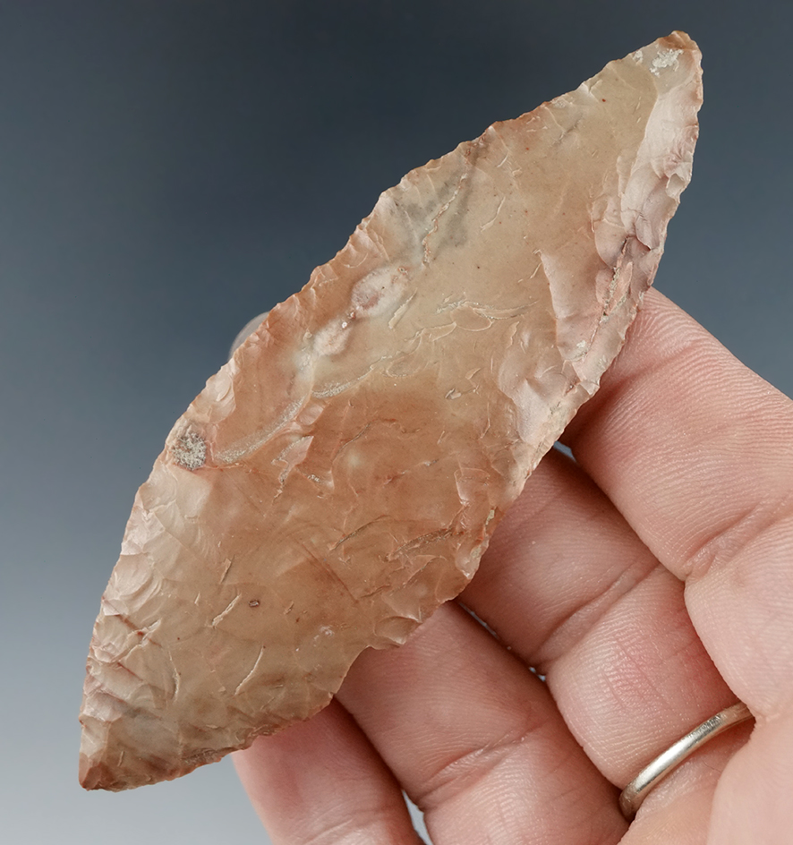 3 7/16" bi-pointed Cascade knife made from attractive mottled material found near the Columbia River