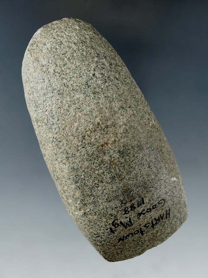 4 3/16" Hardstone Celt with a nicely polished bit area found in eastern Ohio.