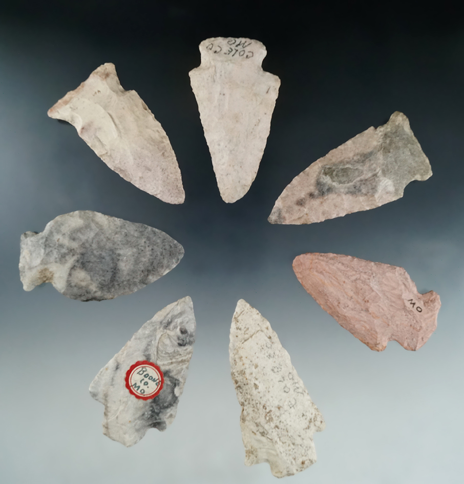 Set of seven assorted Missouri knives, largest is 3".