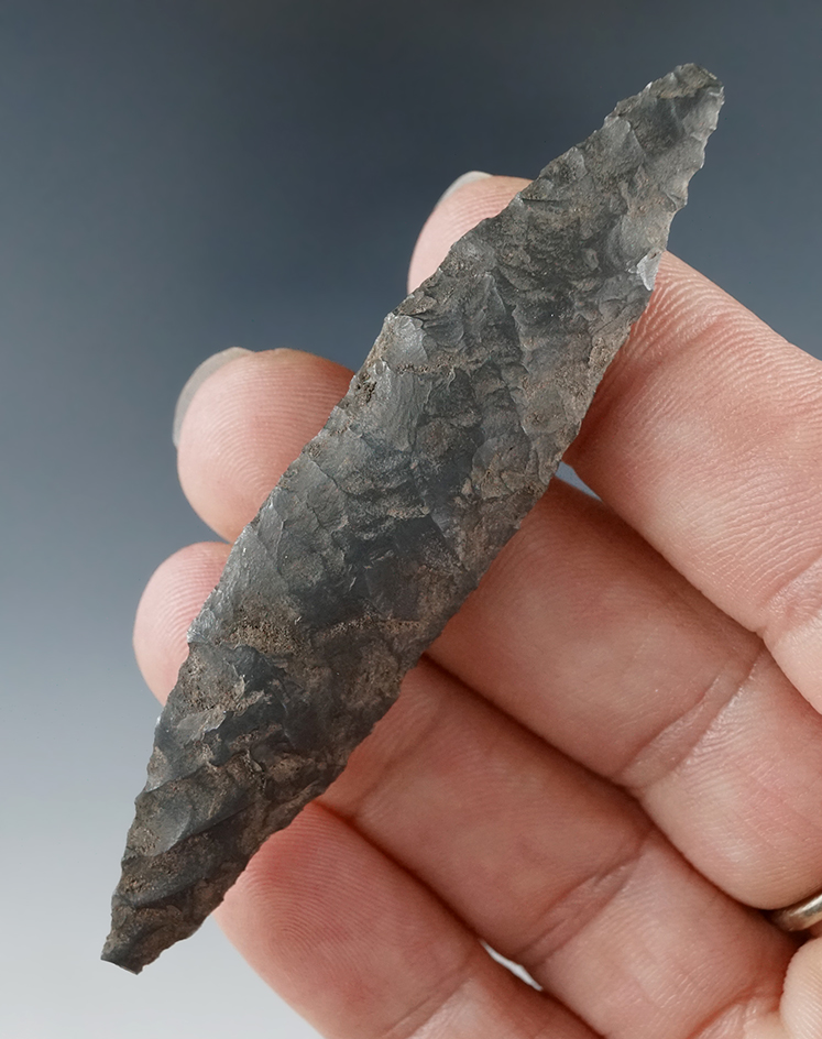 Heavily patinated 2 15/16" Kennewick knife found near the Columbia River,  Kennewick Washington in t