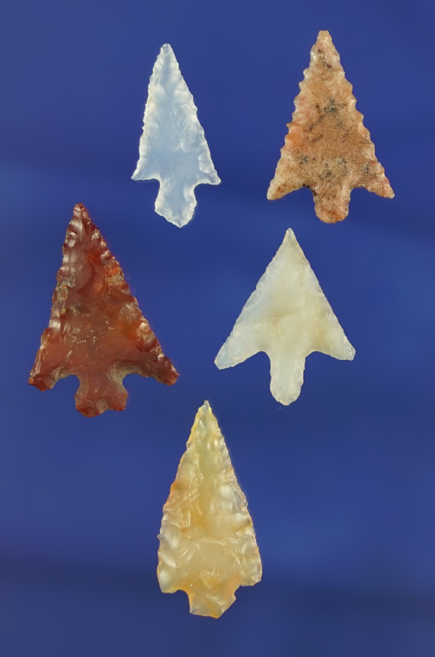 Set of five very nice assorted Columbia River Gempoints found by Norma Berg - Columbia River.