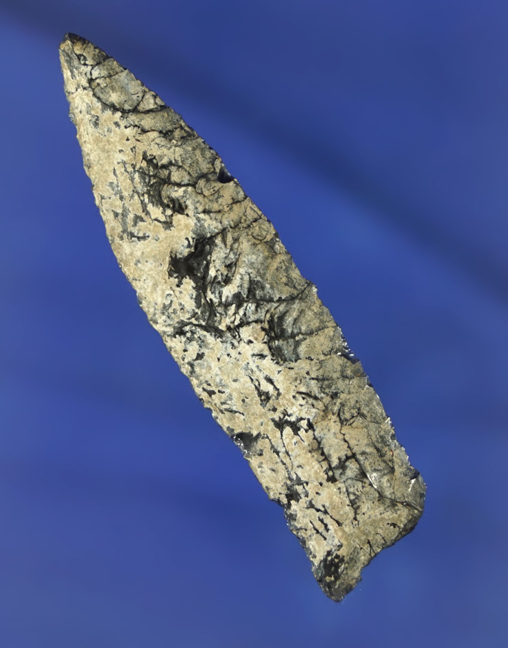 Excellent flaking and super heavy patina on this 2 7/16" Buchanan eared found in Oregon.