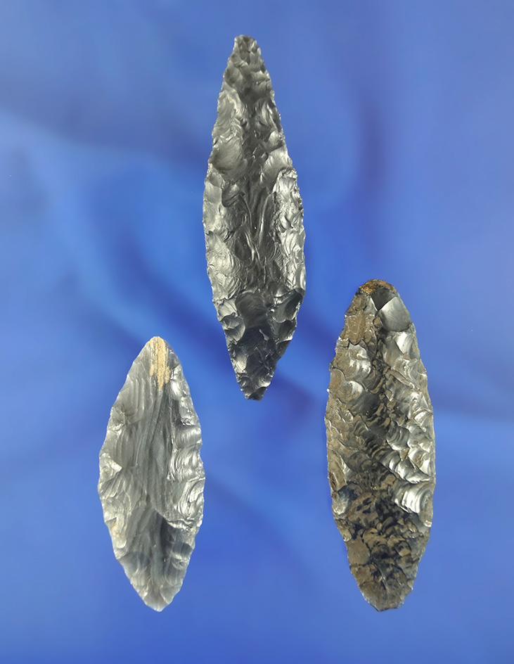 Set of three obsidian Cascades a very nice found in Oregon near the Columbia River.