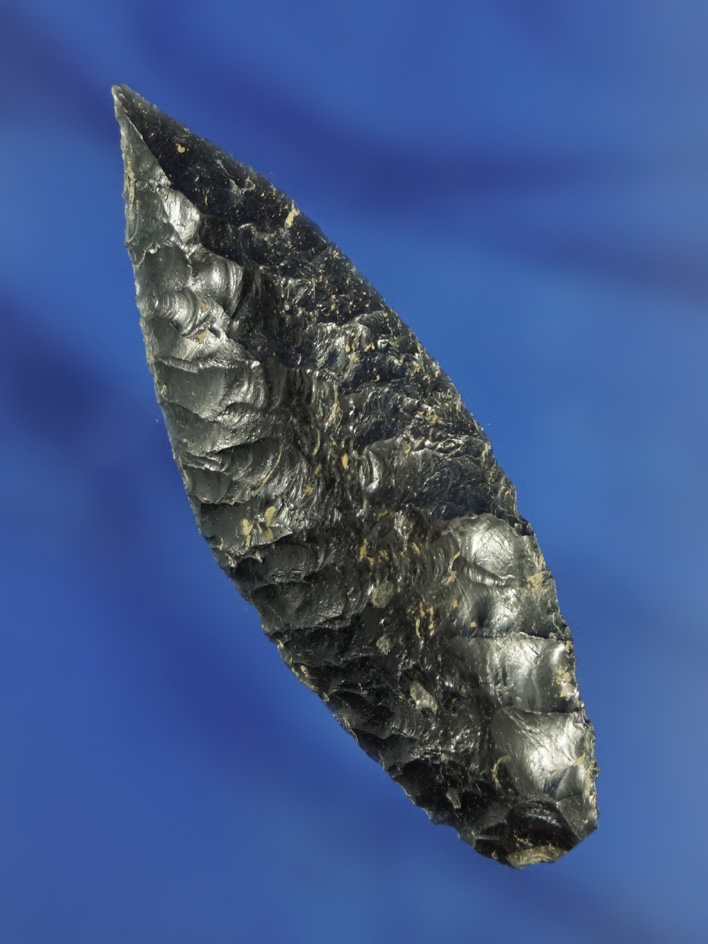 2 5/16" obsidian Cascade. This was part of a cache found by the Dewey Dietz family - Bennett COA.