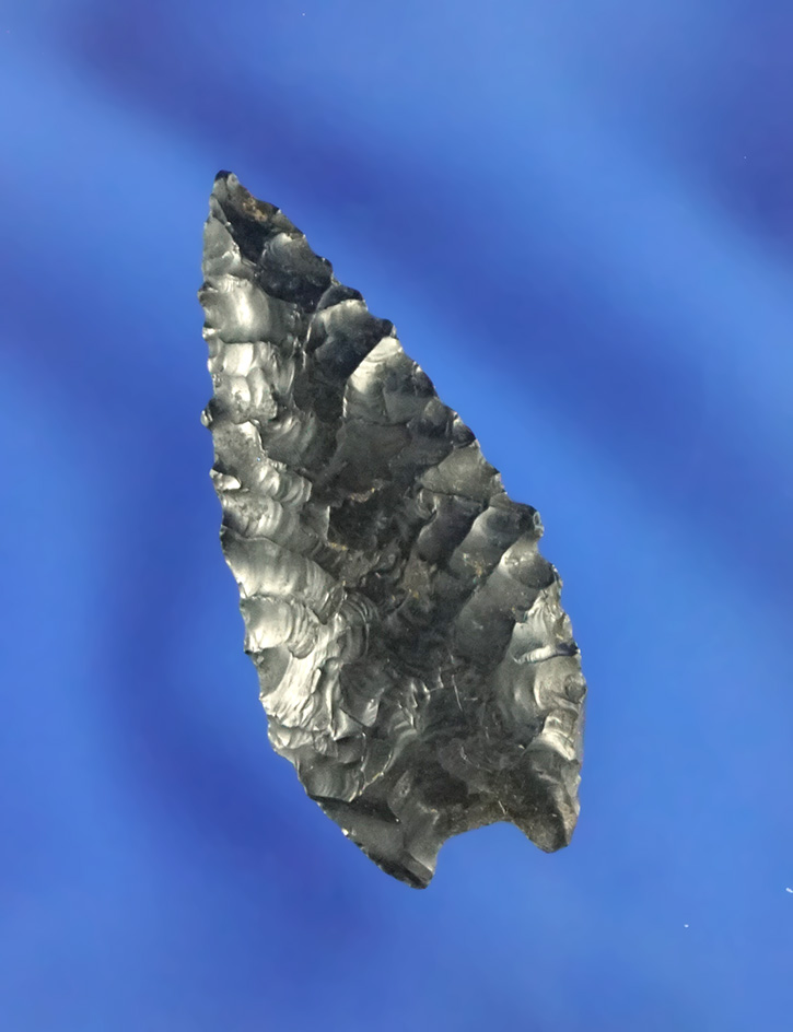 1 5/16" Humboldt Concave Base has exceptionally well flaked from obsidian found in Oregon.