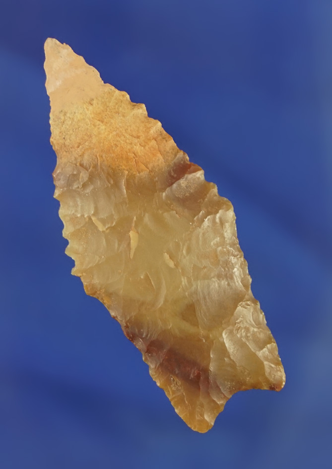 Beautiful material on this 2 1/8" Western point with a restored tip.