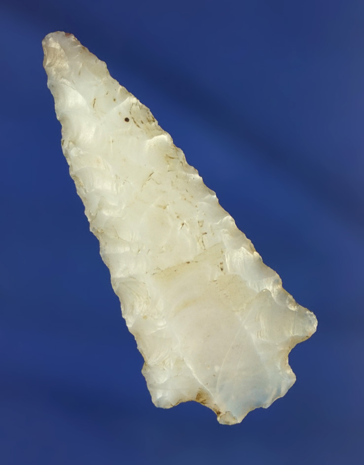 1 13/16" Stemmed Dart Point made from nicely translucent agate found near the Columbia River.