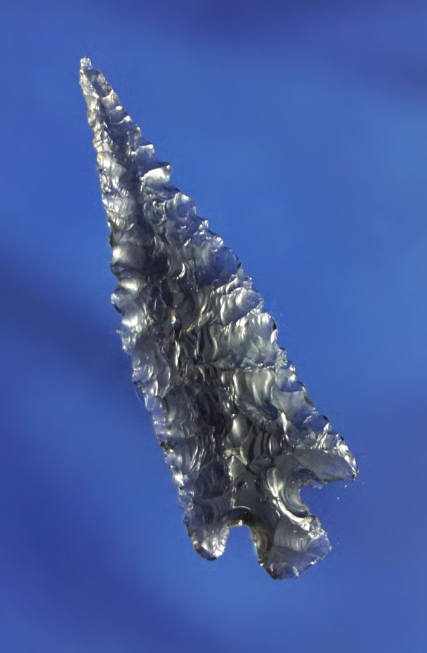 Beautifully translucent 1 3/8" Rose Springs made from obsidian - Lake Co.,  Oregon. Rogers COA