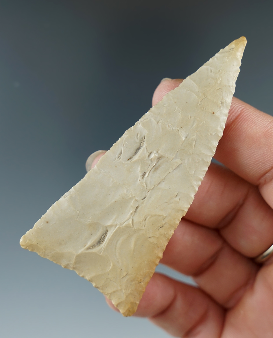 3 1/8" Darl Knife made from cream chert, found in Bell Co., Texas. Comes with a Rogers COA.