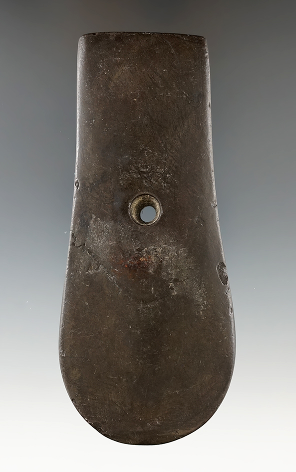 4 9/16" Adena Keyhole Pendant made from Banded Slate, found in Franklin Co., Ohio.