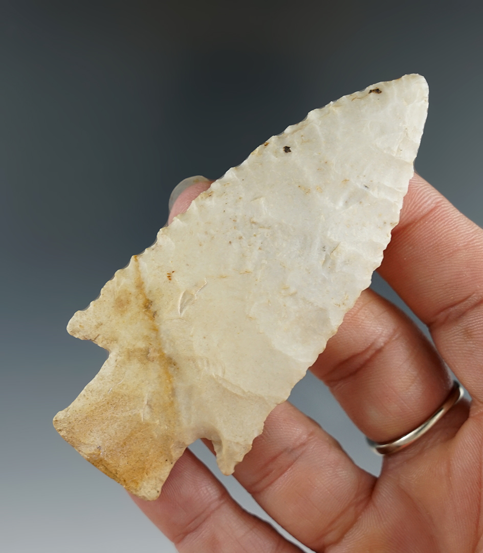 3 5/16" Hardin made from Burlington Chert, found in Illinois. Rogers and Motley COAs.