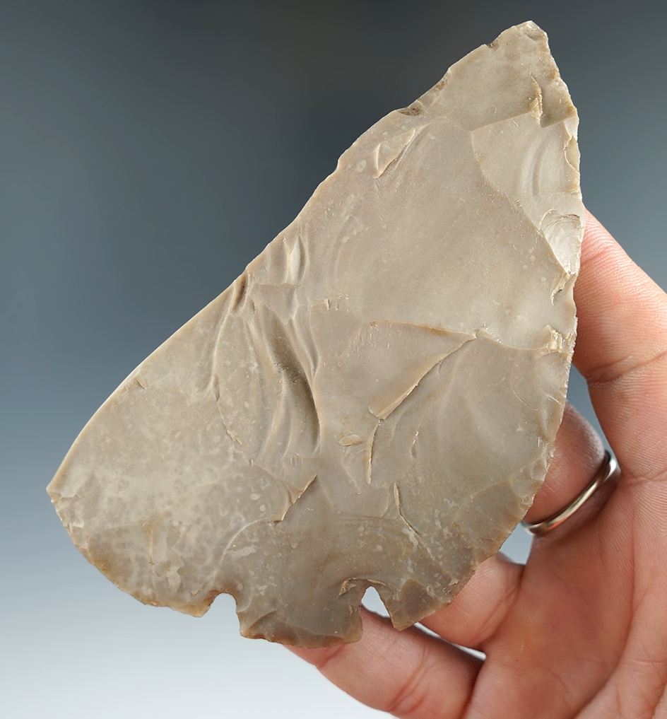 4 3/8" Archaic Base Tang Knife - one half of base area blade, found in Central Texas. Rogers COA.