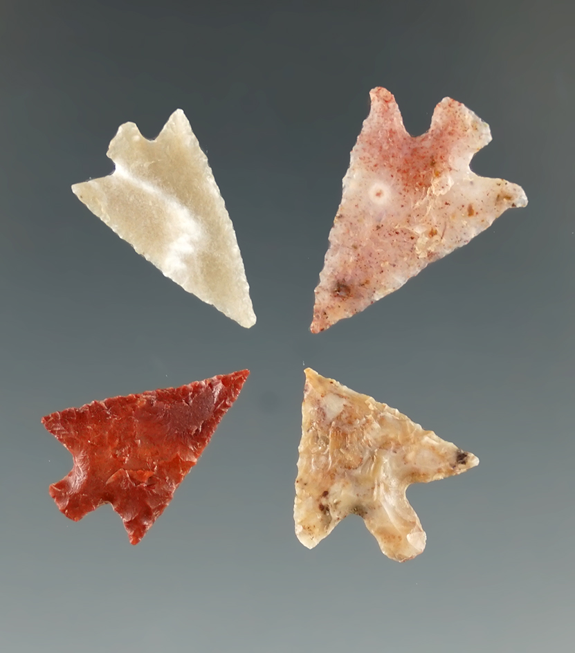 Set of 4 Very Nice Columbia River Arrowheads found in Oregon and Washington. Largest is 13/16".