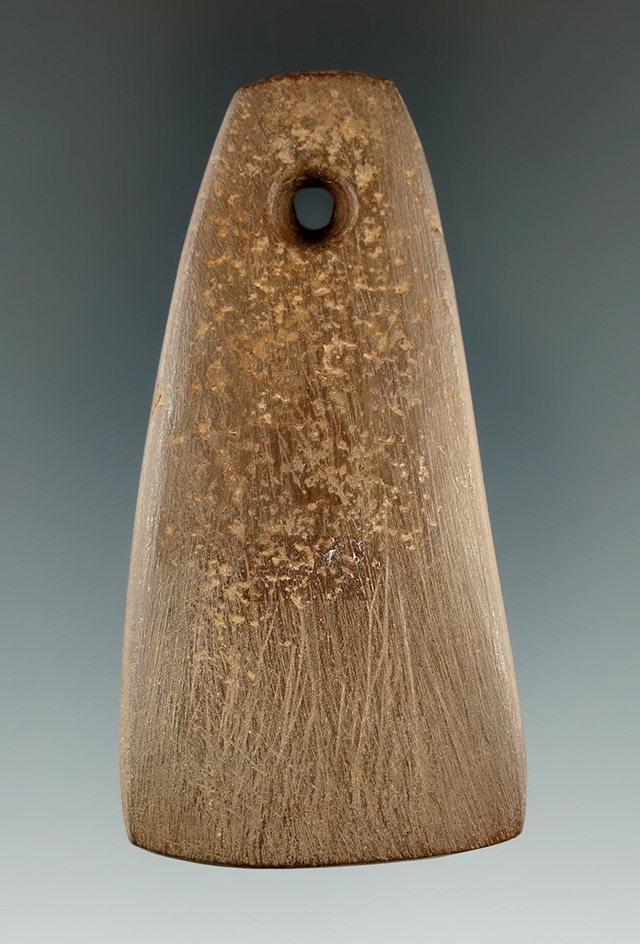 2 7/8" Trapezoidal Pendant made from Slate, found in Crawford Co., Ohio. Bennett COA.