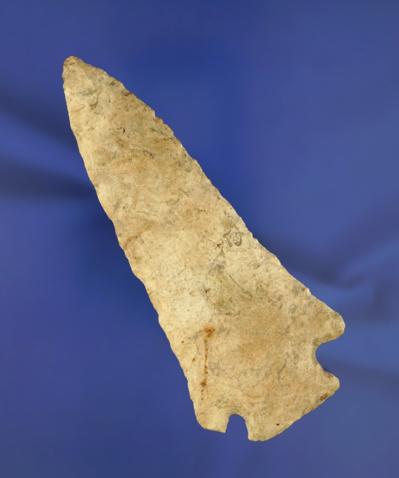 4 1/2" heavily patinated Archaic Cornernotch Knife found in Hardin Co.,  Ohio.