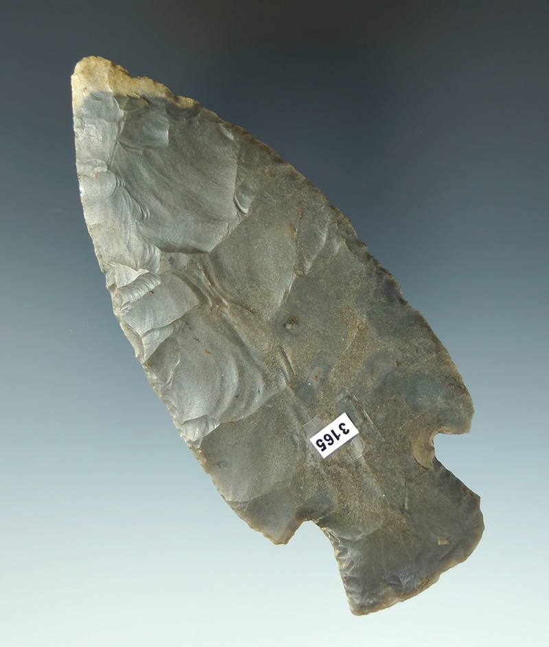 4 1/8" Flint Ridge Flint Hopewell that is thin and nicely styled found in Miami County Ohio.
