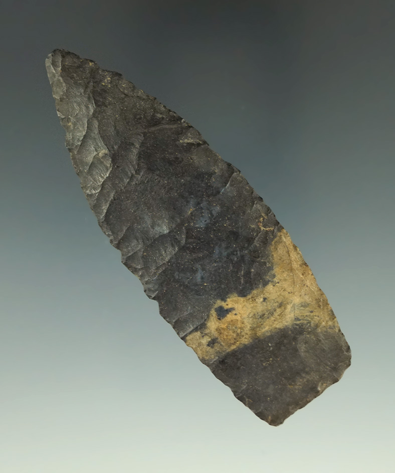 Thin and well flaked 3 1/16" Coshocton Flint Paleo Lanceolate  found in Ohio.