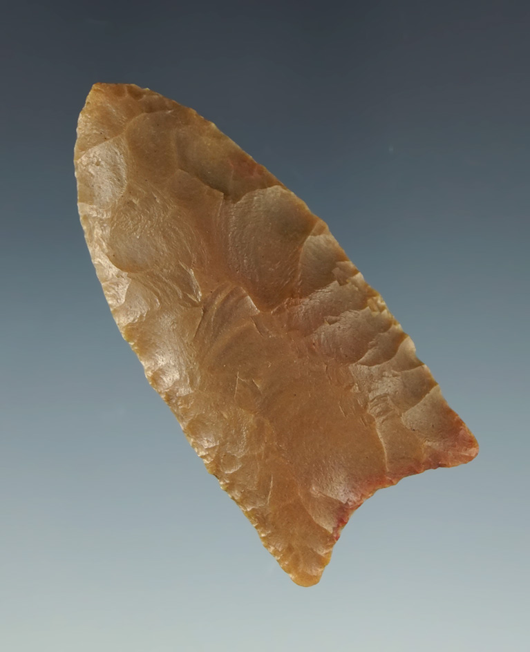 exceptional material! 2 1/8" Paleo Clovis - Carter Cave Flint. Brown Co., Ohio. Bennett COA.