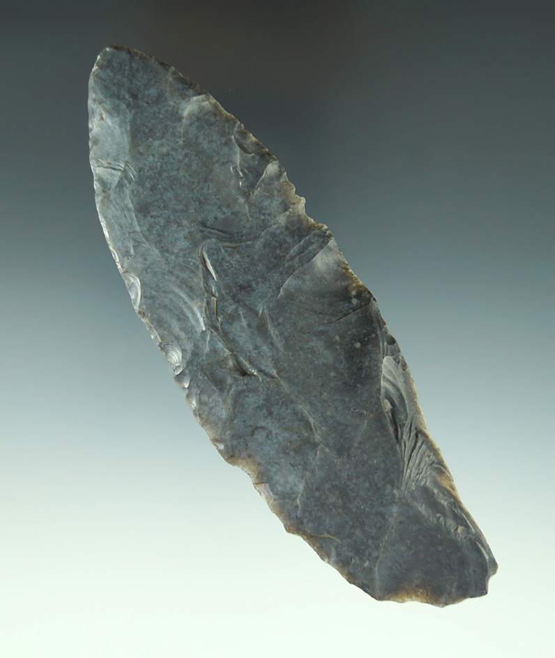 5 1/4" exceptionally thin Flint Ridge Paleo Blade found in Crawford Co., Ohio.