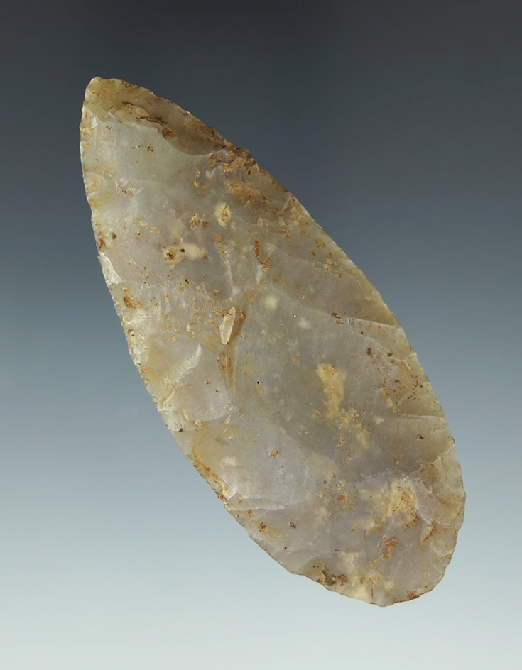 3" Translucent Flint Ridge Adena Blade found in Fulton Co., Ohio.