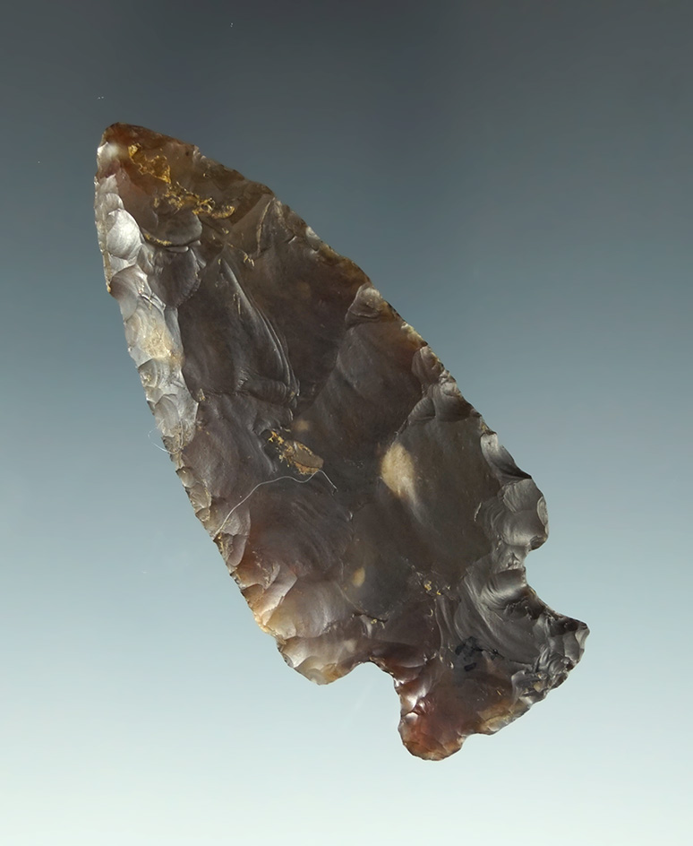 2 5/8" Translucent Flint Ridge Hopewell found in Crawford Co., Ohio.