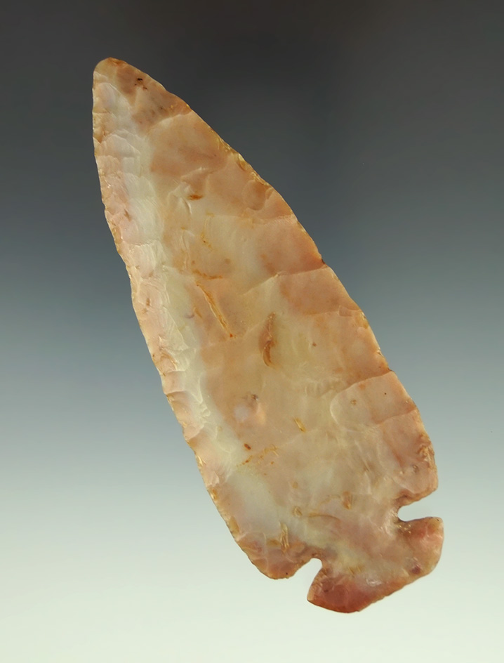 4" beautiful pink Flint Ridge Flint Dovetail with slight restoration to part of base - Allen Co.,  O