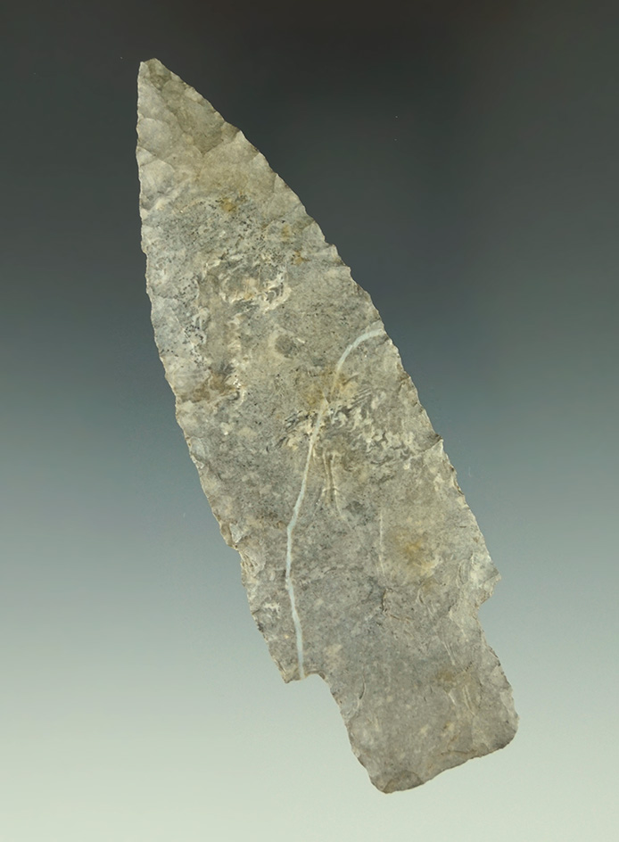 3 11/16" Stemmed Lance found near Norwalk Ohio that is thin and nicely flaked.