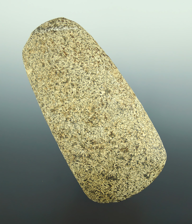 4 1/8" granite Celt that is nicely made in very good condition found in Seneca Co.,  Ohio.