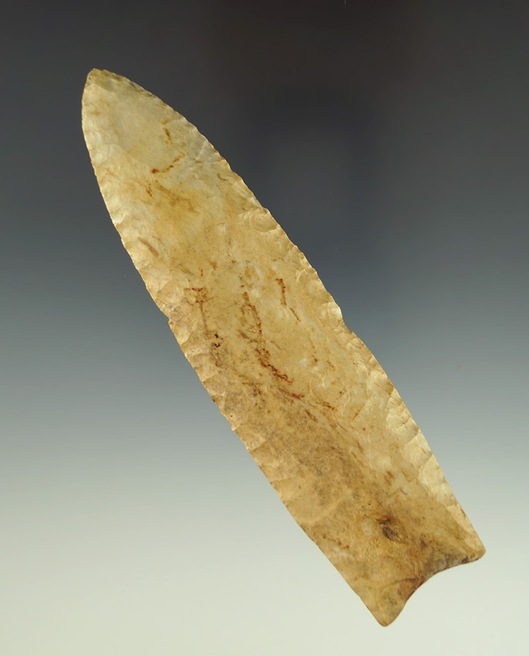 5 1/8" Burlington Chert Paleo Clovis found in Boone Co., Missouri. Bennett COA.