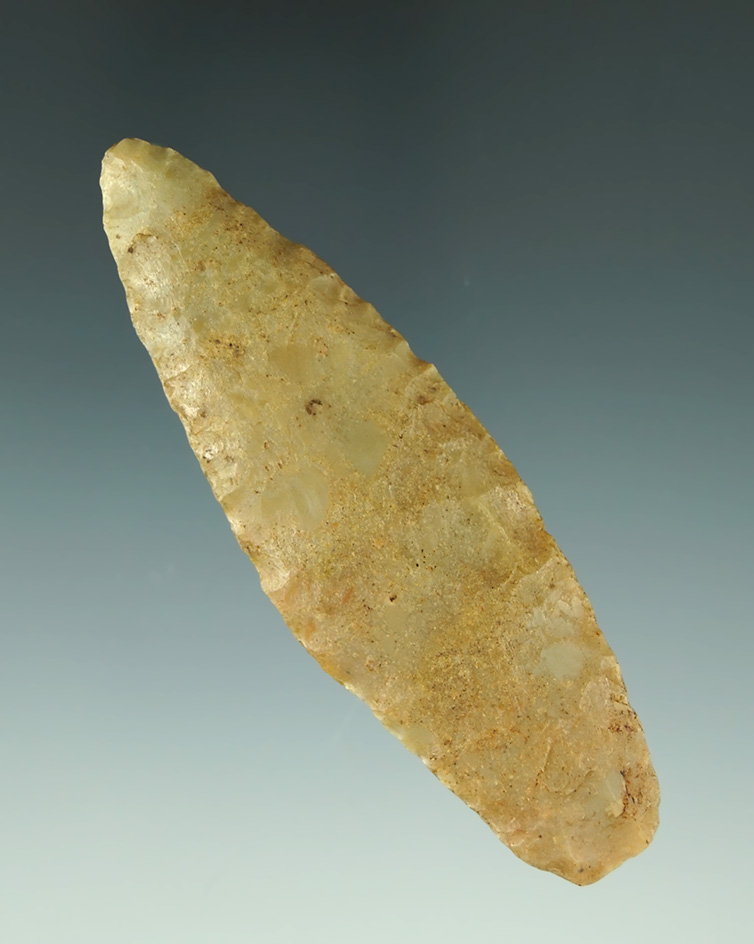 3 1/4" Agate Basin made from attractive Carter Cave Flint found in Adams Co.,  Ohio. Perino COA.