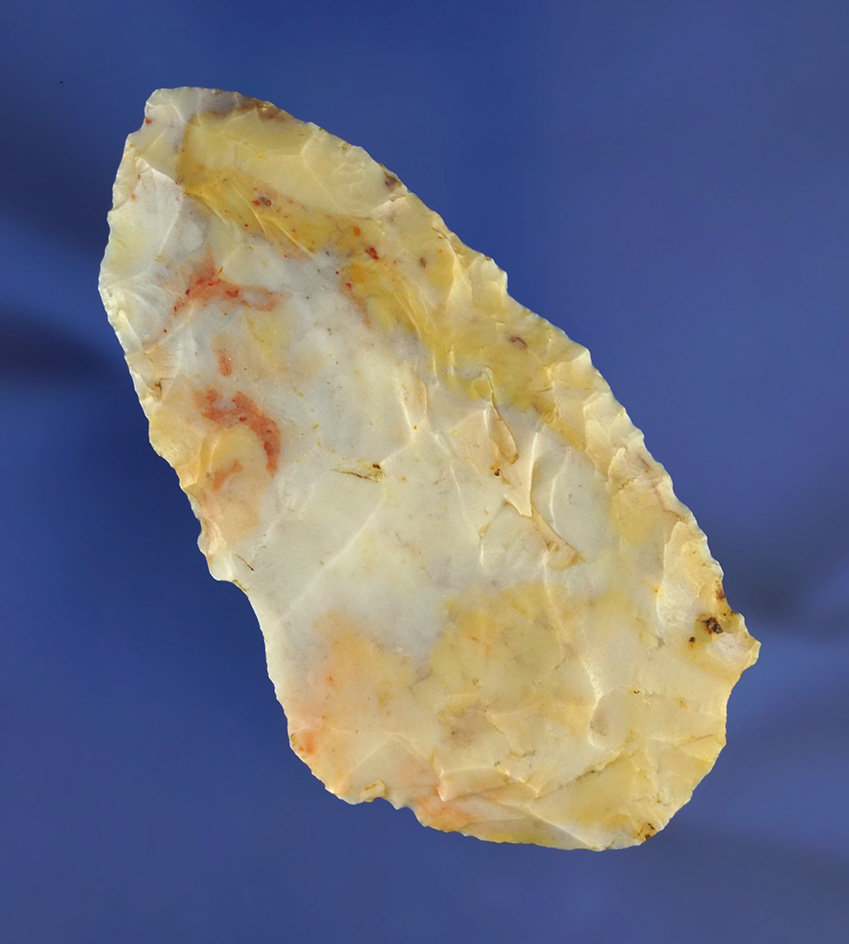 3 3/16" Flint Ridge Flint Knife found in Marion Co.,  Ohio. Very colorful material.