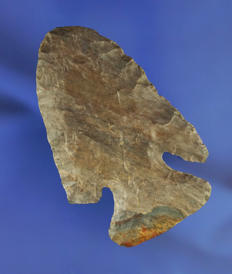 2 3/4" Flint Ridge Flint archaic Thebes found in Knox Co.,  Ohio.