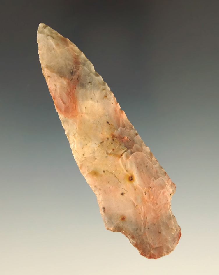 3 9/16" Adena made from colorful Flint Ridge Flint.