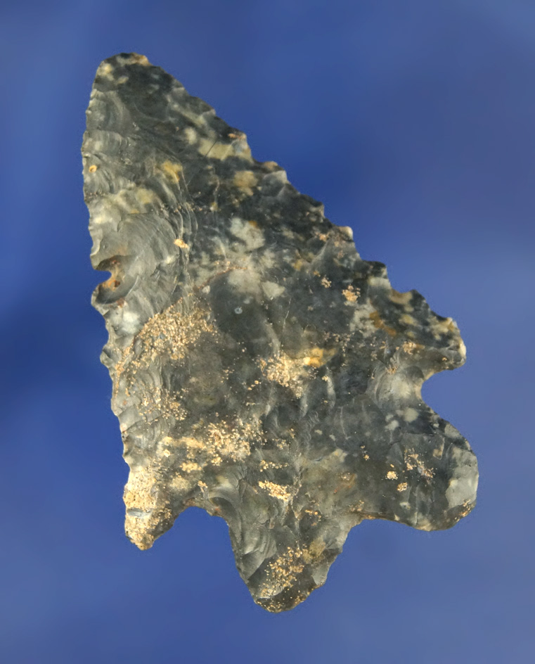 2 3/8" MacCorkle Bifurcate made from Coshocton Flint found along State Route 18 in Medina Co., Ohio.
