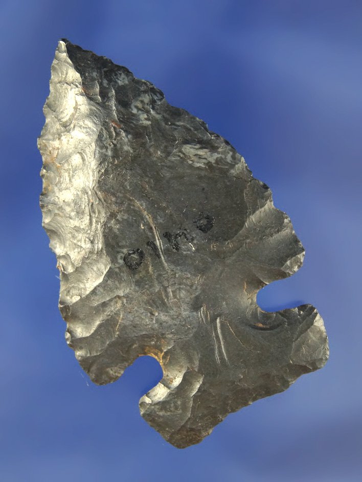 Classic style 2 3/4" Big Sandy Archaic Sidenotch -Coshocton Flint found in Wood Co., Ohio.  Pictured