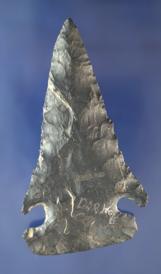 Very nice 3 5/16" Archaic Cornernotch made from Zaleski Flint found in Darke Co., Ohio.