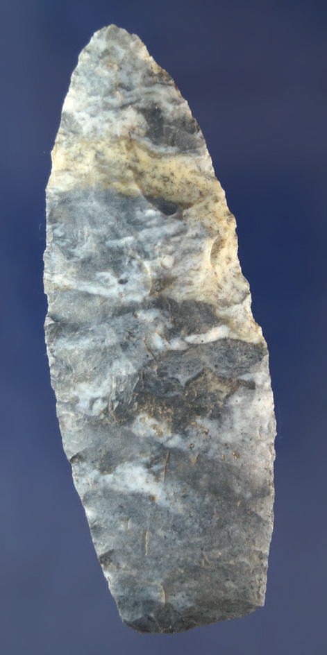 3 1/16" Paleo Lanceolate made from beautiful mottled Coshocton Flint found in Ohio.