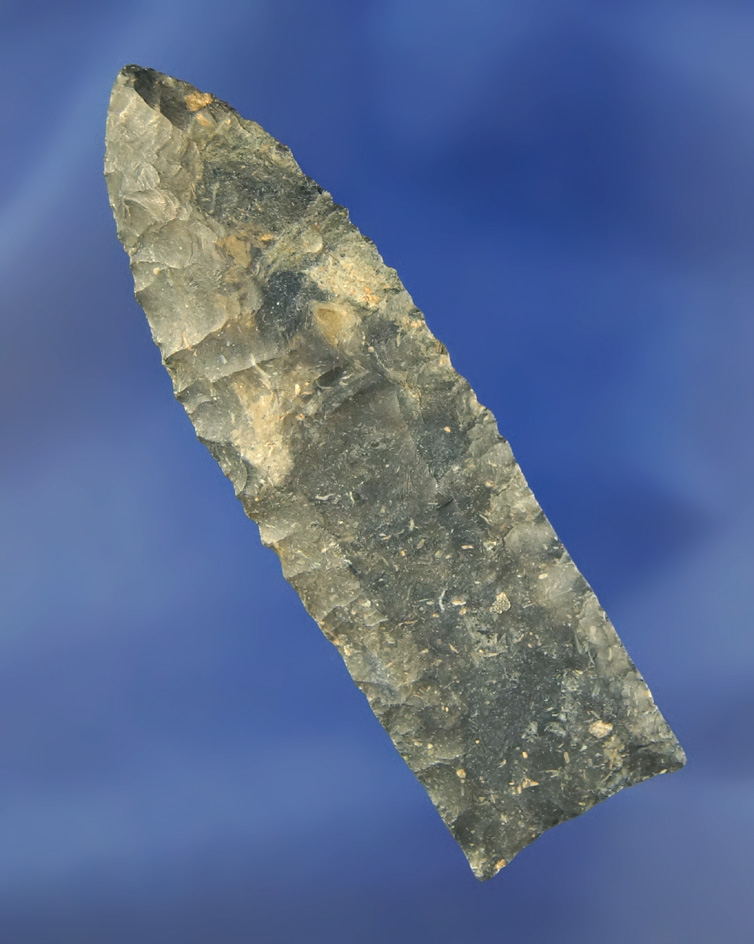 Exceptional nicely fluted 3 5/16" Coshocton Flint paleo Clovis found in Fayette Co., Ohio. Rogers CO
