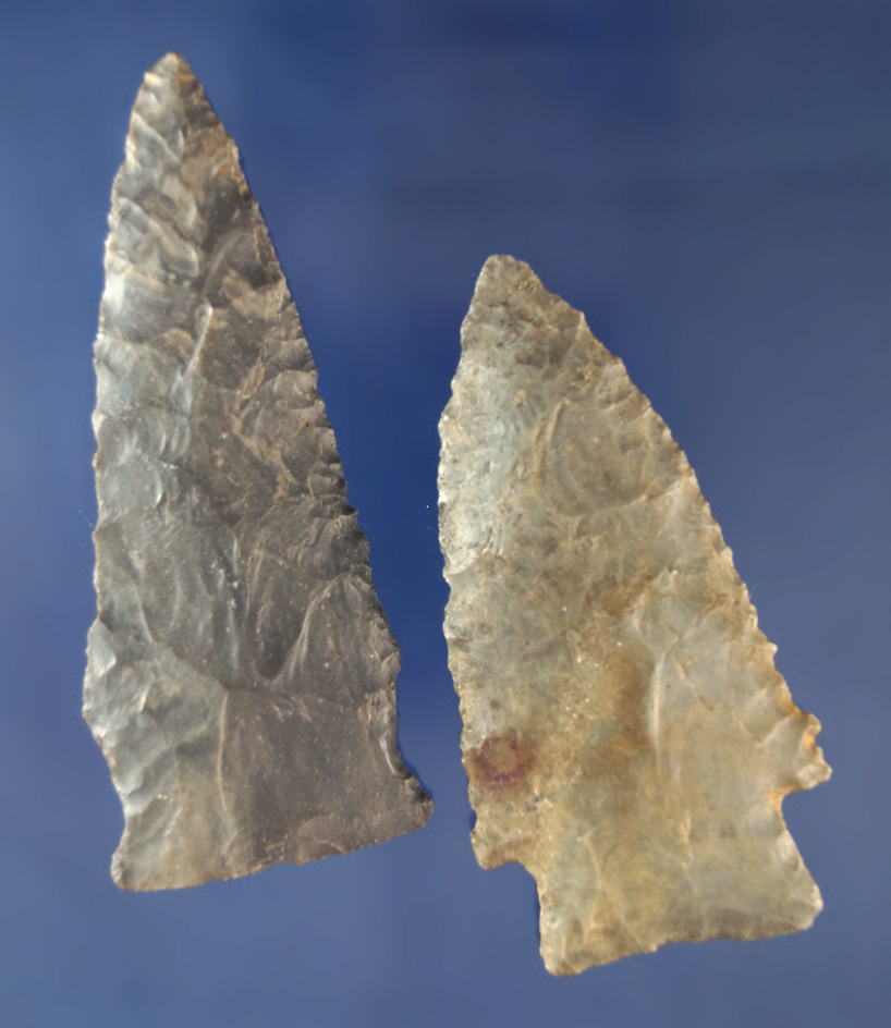 Nice pair of Coshocton Flint Knives found in Ohio. Largest is 3 1/4".