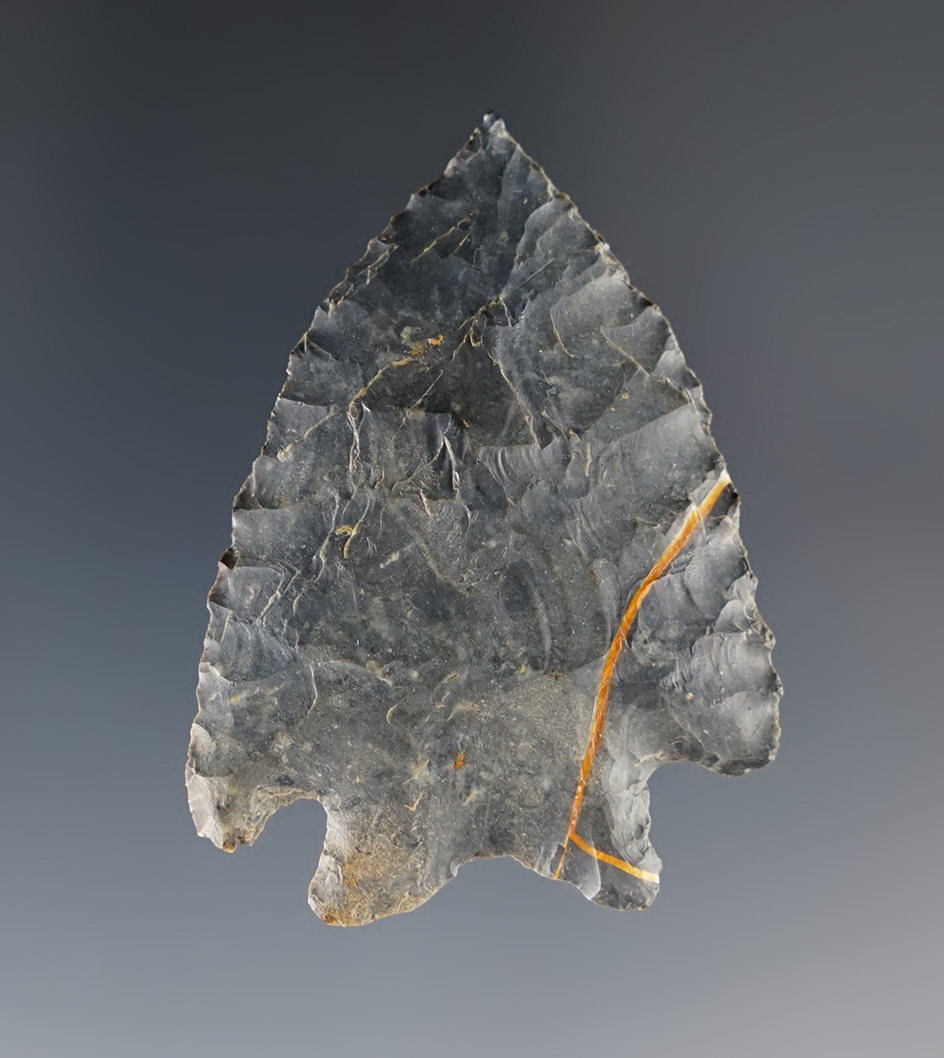 Outstanding flaking on this 1 13/16" Ohio Bifurcate with a sharp needle tip. 