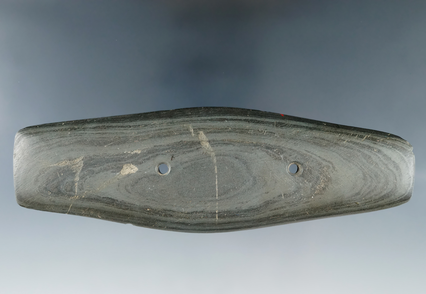 5 1/4" Hopewell Expanded Center Gorget found between 1910-1920, Darke Co., Ohio.