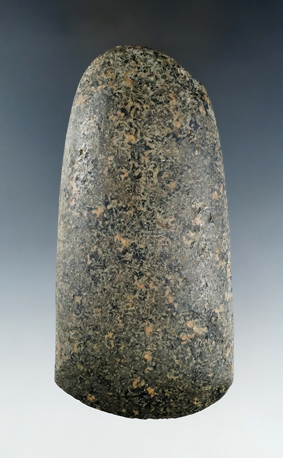 Excellent material color and pattern on this 4 5/8" Celt found in Huron Co., Ohio. Ex. Jack Hooks.