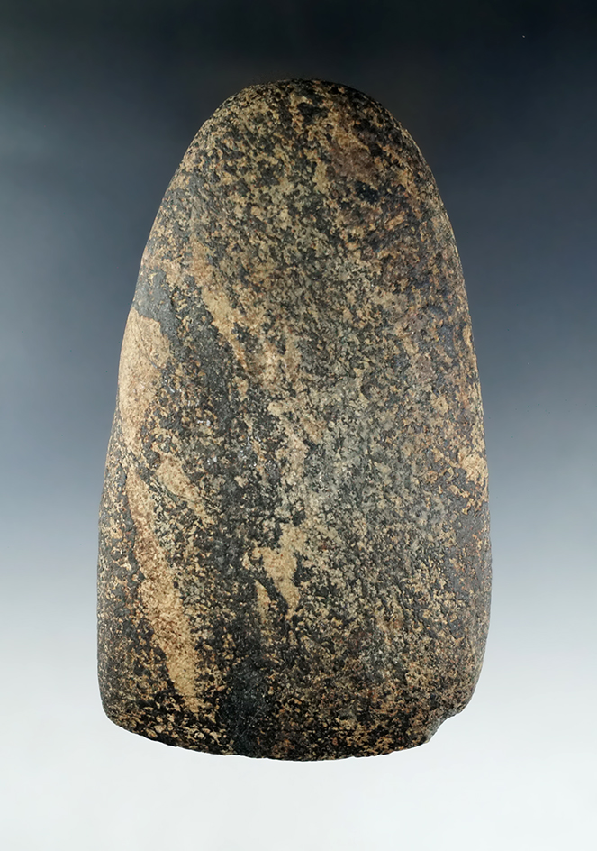 Great material on this 5" Adena Celt found in Pickaway Co., Ohio. Ex. McKnight, Hooks collections.