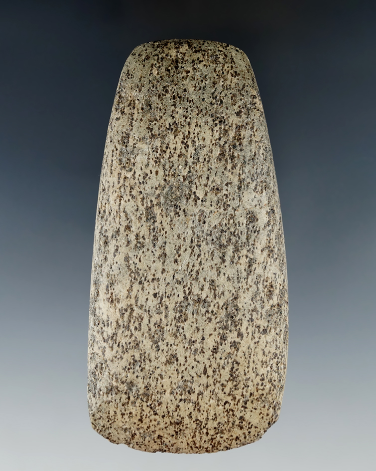 4" square end Hopewell Celt made from beautiful striated Gneiss material found near Centerville Ohio